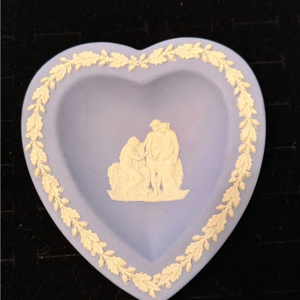 Heart-Shaped Wedgewood Jasperware Trinket Dish in Blue & White